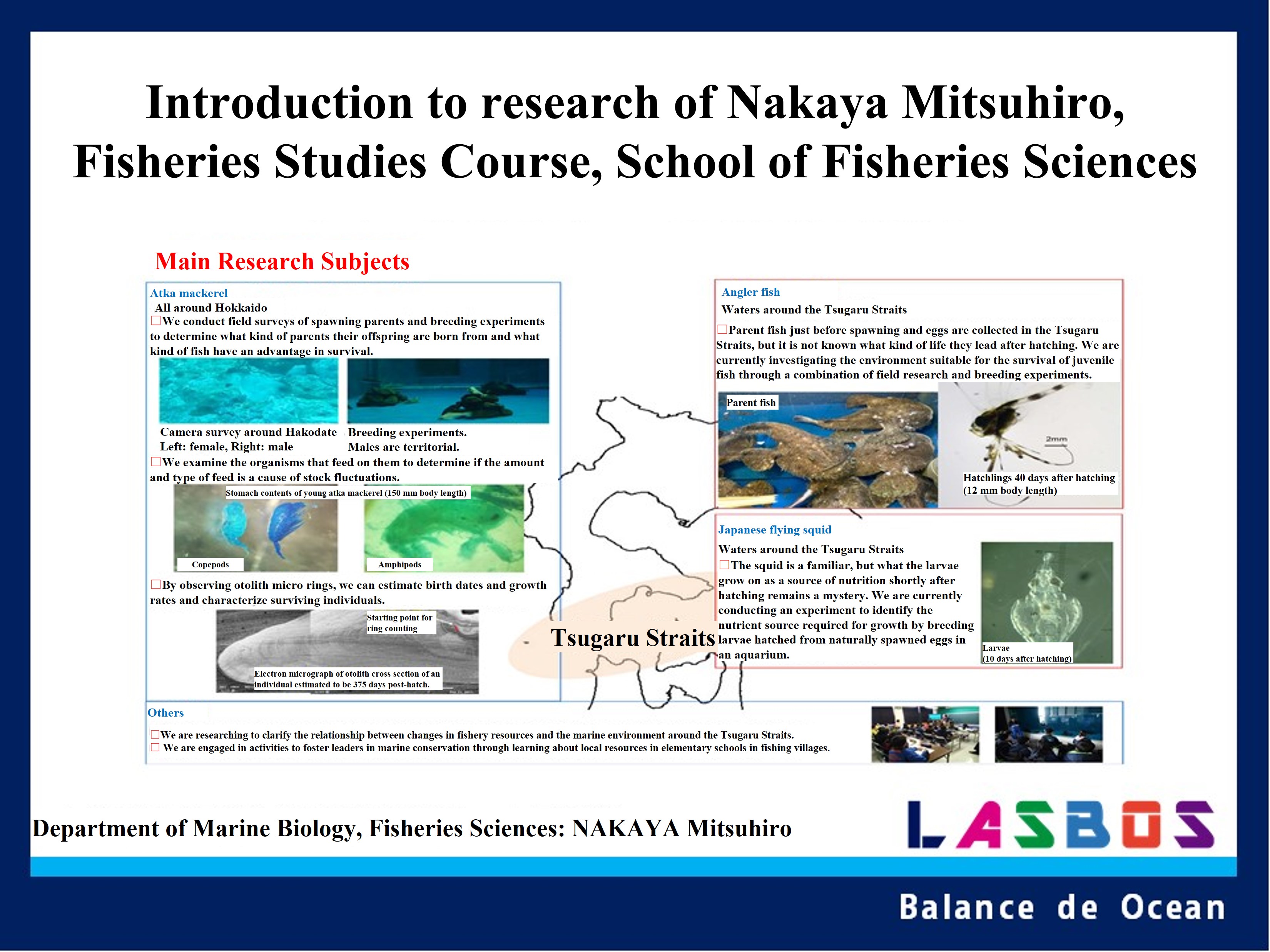 Introduction to research of Nakaya Mitsuhiro, Fisheries Studies Course, School of Fisheries Sciences